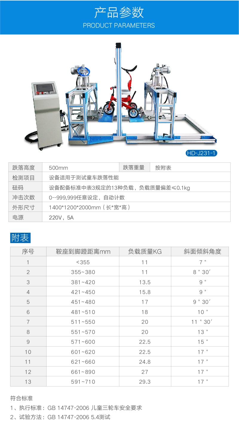 HD-J231-1童车三轮车跌落试验机 (5)